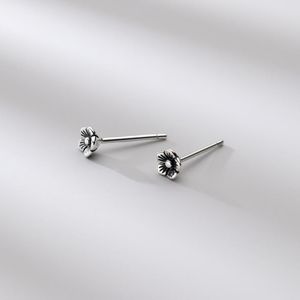 Stud Genuine 925 Sterling Silver Earrings For Women Kids Girls Small Tiny Cute Flower Earings Antique Thai Korean JewelryStud