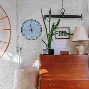 Wall Clocks Clock Mandala Pattern Hanging Household Wall-mounted Silent For Bedroom El BarWall ClocksWall
