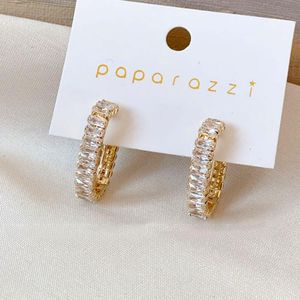 Hoop huggie moda zarif 14K gerçek altın kare zirkon küpeler kadınlar için yüksek kaliteli mücevher bling zirkonia s925 gümüş needlehoop sarılmak