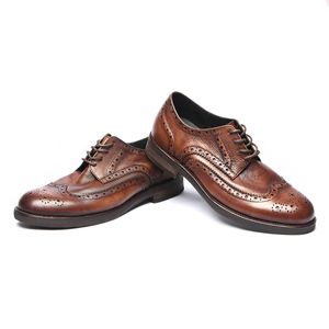 Подлинная кожаная мужская обувь коричневая черная стелька по стельке с ковейкой формальная обувь для мужчин бренд Brogue обувь 2022 ручной работы Limited Limited
