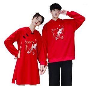 Rotes Date-Kleid großhandel-Casual kleider passende paar hoodies sweatshirts s männlich weiblichen liebhaber kleidung feiertag valentinstag lustig hoodie kleid rot