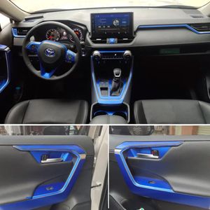 トヨタRAV4 2019-2021インテリアセントラルコントロールパネルドアハンドル3D 5Dカーボンファイバーステッカーデカールカースタイリングアクセサリー
