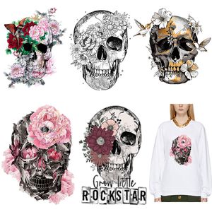 Fashion Punk Skull Thermal Transfer For Clothes DIY Heat Clothing Iron On Patches Man Women T shirts Applique 220611
