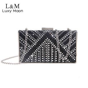 Borse da sera Donna Pochette da sera Strass Piccola borsa di design di lusso Catena di cristallo Borsa a tracolla argento Borsa Sac Femme X399h 220318