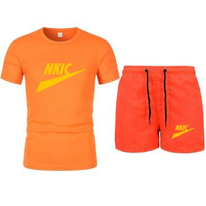 2022 Summer Casual Men Sets Tracksuit Fashion O-neck 100% Cotton T-shirt Shorts 2 Piece Set Mens Brand letter printing Sports Wear