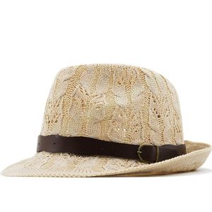 Vintage Hollowed Panama Hats Men Cotton Fedora Male Sun hat Women Summer Beach hat Chapeau dad Jazz Trilby Cap Sombrero