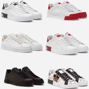 Lüks Günlük Ayakkabılar Erkekler tasarımcı spor ayakkabısı Beyaz Deri Dana Derisi Nappa Portofino Spor Ayakkabıları Ayakkabı Markaları Konfor Outdoor Eğitmenler Erkek Yürüyüşü EU38-46 BOX D122