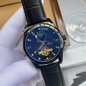 2022 Novo Luxury Mens relógios Four Stitches Série de 42 mm de diâmetro Tourbillon Automático Mechanical Watch High Quality European Top Brand Wristwatch Leather Strap