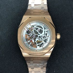 Modeuhr Neue Herren-Armbanduhr mit vollautomatischem mechanischem Uhrwerk und Stundenanzeige, luxuriöses Metallarmband, hochwertige wasserdichte Uhr mit Box