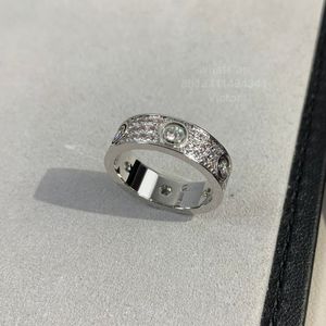 Anello d'amore con diamante pieno largo 5-6mm V in oro 18 carati, riproduzioni ufficiali del marchio di lusso che non tramonteranno mai. Con scatola per coppia di anelli, anello anti-allergia regalo squisito