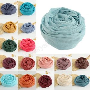 Moda yumuşak pamuk keten kadın eşarp şallar müslüman büyük hijab sade kafa, yüksek kaliteli kafa bandı uzun eşarplar 190x100cm sarar