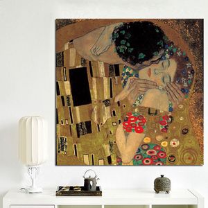 Gustav Klimt Kuss-Porträt, klassische Malerei, abstrakte Sammlung, Leinwand-Kunstdrucke und Poster, modernes Wandbild für Heimdekoration