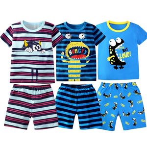Erkek Kızlar Giysileri Yaz Çocuk Giyim Setleri Çocuk T-Shirts Pantolon İki Parça Takım Elbise Monster Panda Dinozor Ücretli Ev Pijamaları 220507