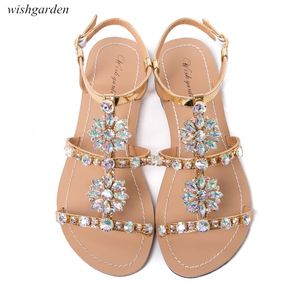 Новые женские летние богемия бриллиантовые сандалии сандалии. Случайные пляжные сияющие бого бого обуви плюс размеры пиковые тапочки 210226