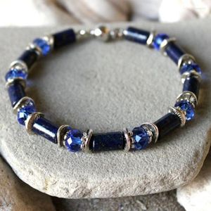 Beaded Strands Lapis Lazuli armband smycken blå pärla och pyrit hematit fawn22