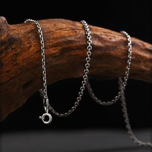 Kettingen S925 Sterling Silver Vintage Round Buckle Cross Chain Necklace Thai Fashion Close Jewelrychains