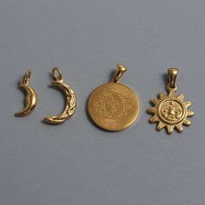 Uroks retro stal nierdzewna Księżyc Słońce Czech Urok wisiety Złote Waterdrop DIY Złącza Dangle Earring Naszyjnik tworzenia hurtowni