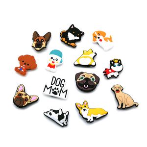 20pcs/set French bulldog cat dog sloth koala croc JIBZ charms 2D Soft Pvc Shoe Charm Accessories Decorations clog pins shoes buttons for kids wristlets garden shoes