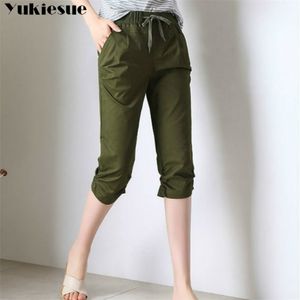 Streetwear Women S Plus S XXXL Summer High talia Spodnie elastyczne Capris dla kobiet Harem Spodnie Kobiece TroSrs Połowa długości 210412