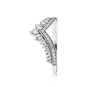Anéis Princesa Meninas venda por atacado-Clear CZ Diamond Princess Wish Ring Set Caixa original para Pandora Sterling Silver Women Girls Wedding Crown Rings320s