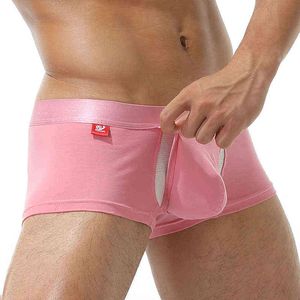 Boxers Men Cotton Underwear Open Pouch Homme Boxer Underpants Men Calzoncillo Hombre Breathable Panties G220419