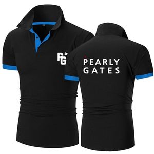 Pearly Gates Golf Yaz Erkekler Moda İnce Kısa Kollu Polo Gömlek Spor Polo Gömlek Golf Gömlek İş Lapel Man's En İyi 220514