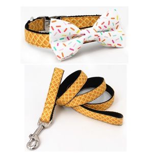 New Designer Dog Collars With Sprinkles Bow for Big Small Dogs Cone Pattern Soft Pet Padded Dogs Collar T200517