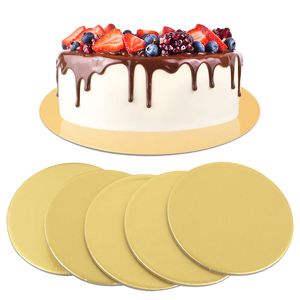 10 cmラウンドゴールデンケーキツールベーキングボードペーパーセットバースデーケーキスタンドウェディングパーティーカップケーキデザートディスプレイトレイデコレーション