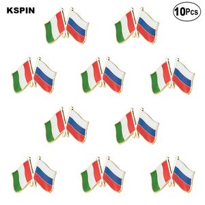 イタリアとロシアのユニオンの友情のブローチの襟ピンの旗バッジブローチピンバッジ10pcs