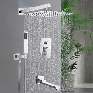 Chromowane ukryte w łazience krany prysznicowe deszczu Set Wall Waterfall System prysznicowy