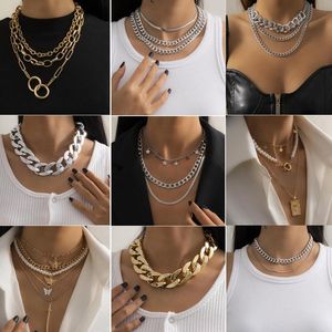 Naszyjniki z wisiorkami moda duży naszyjnik dla kobiet Twist złoty kolor srebrny masywny gruby łańcuszek typu Choker Party JewelryPendant