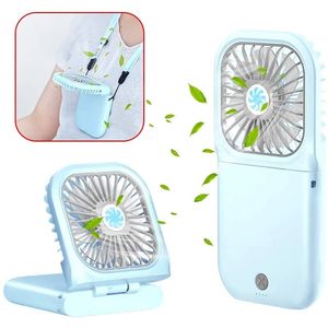 Portable Mini Fan Cooling Foldble Handheld Hanging Neck Fan USB Justerbar uppladdningsbar Desktop Air Cooler 3 Gear för hemmakontoret utomhusrese sommaren svalna ner