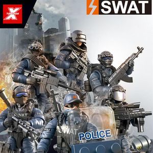 Stadt-Anti-Terror-Swat-Figuren, Baustein, Mega-modernes Militär, Super-Polizeikorps, Minifiguren, Waffen, Spielzeug für Kinder, Geschenke, Y1195q