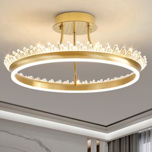 LED 현대식 크리스탈 천장 조명 조정 미국인 단순한 둥근 천장 램프 유럽 아트 데코 품질 침실 거실 거실 매달려 가벼운 집 실내 조명