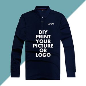 Men Cotton Polo Shirt Custom Printed Picture Unisex Long Sleeve Solid Casual Jearseys Polos Women Tops Chinese Size 4XL 220713