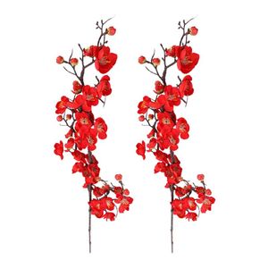 Decorative Flowers & Wreaths Chinese Style Silk Cloth 2 Kinds Plum Wreath Home Decoration Pastoral Outdoor Fake Accessories Party Simulation