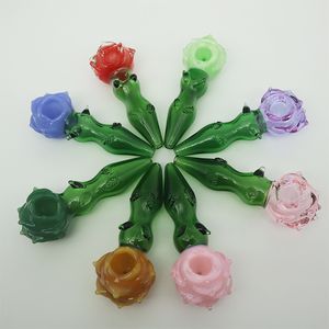 3D Rose Design Glass Hand Pipe