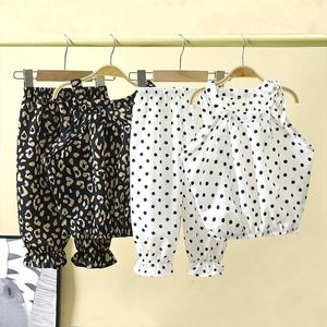 Одежда набора модных детских костюмов для девочек для девочек летняя повседневная милая шифоновая подвеска одежда 1-5 лет