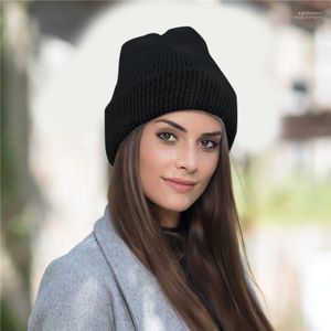 Beanie/Kafatası Kapakları Kış Kintli Kadınlar Beanie Hat Sıradan Kafatalar Sıcak Basit Brimless Cap Moda Düz Renk Kadın Bonnet Kapağı1 Eger22