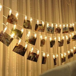 Strings 10/20/40 LED Po Clip String Light Battery Powered Pegs Fairy Wedding Party Garland Cards Pos Holder Christmas LightLED StringsLED