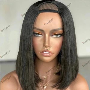 Bob Style Silky Straight Remy Malaysia Human Hair U Part Wig for Women Easy Wear Glueless Clips In Wigs 180 Density