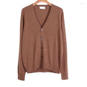 Herrtröjor Mens Mens Merino Wool Cardigan tröja 90% kasseme Lätt vardaglig jacka utomhus för Menmen's Olga22