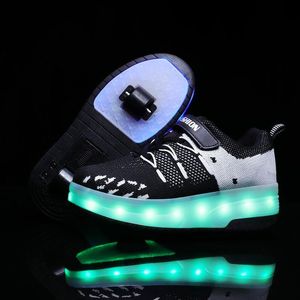 Athletic Outdoor Kids Led Wheel Shoes For Boys Roller Skate With Lights USB Laddade barn Designer Sneakers Kidsathletic Athleticathlet