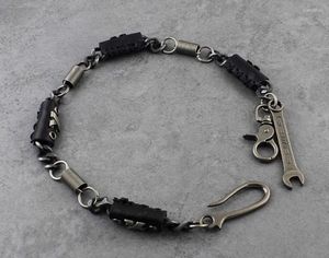 Chaves de couro para homens de couro Metal Metal Rocker Biker Hook Keychain Key Jean Wallet Chain YL-93 ENEK22