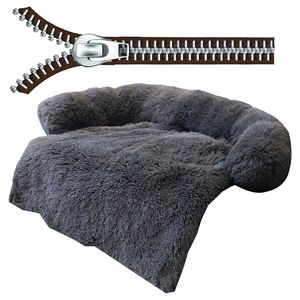 Zipper cão sofá cama removível capa lavável círculo de pelúcia círculo kennel inverno morno dormir animais de estimação ninho almofada gato tapetes 220323