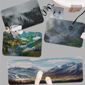 Carpets Landscape Forest White Smoke Fog Clouds Printed Flannel Floor Mat Bathroom Decor Carpet Non-Slip For Living Room KitchenCarpets