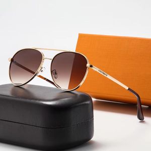 Óculos de sol Marca UV400 Eyewear Metal Metal Gold Sun Glasses Men Mulheres espelham óculos de sol Lente de vidro polaroid com caixa