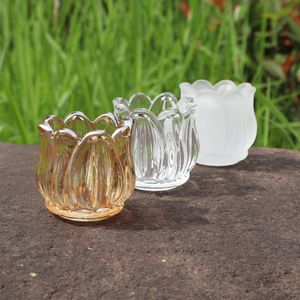 Tulip Flower Glass Vaslente Crystal Glass Wedding Decoration, 2,5 polegadas de altura e calibre