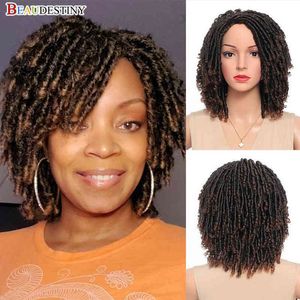 Wholesale red braided wig for sale - Group buy HXY Wigs Beaudestiny Braided Wigs for Women Synthetic Ombre Dreadlock Curly Short Black Brown Red Blonde Hair