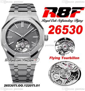 R8F V3 Flying Tourbillon A2950 Automatik-Herrenuhr mit Automatikaufzug 2653, extra dünn, 41 mm, SIHH, schiefergraues Zifferblatt, Edelstahlarmband, 2022 Super Edition Pureitme A1